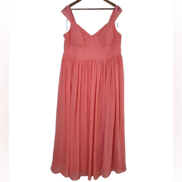 Azazie Dresses & Skirts - AZAZIE Coral Pink A-Line Sweetheart Plus Size Bridesmaid Wedding Maxi Dress